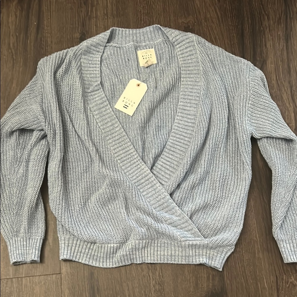 Baby blue Billabong wrap front Women's Sweater